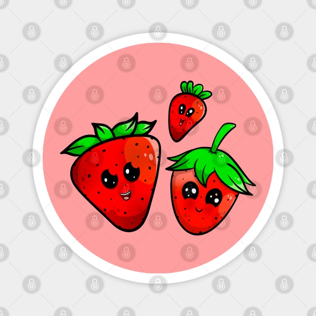 kawaii strawberries Magnet by TTirex